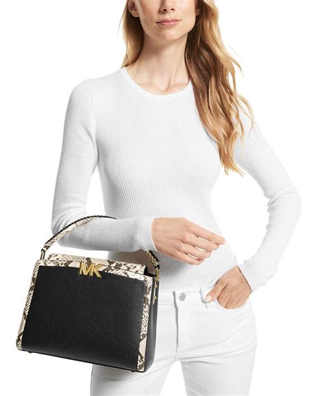 michael kors karlie medium satchel|Michael Kors opened satchel purse.